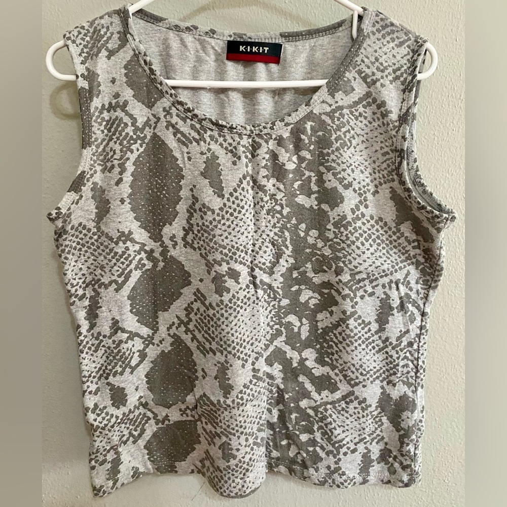 KIKIT Cotton Snake Print Cotton Tank Top